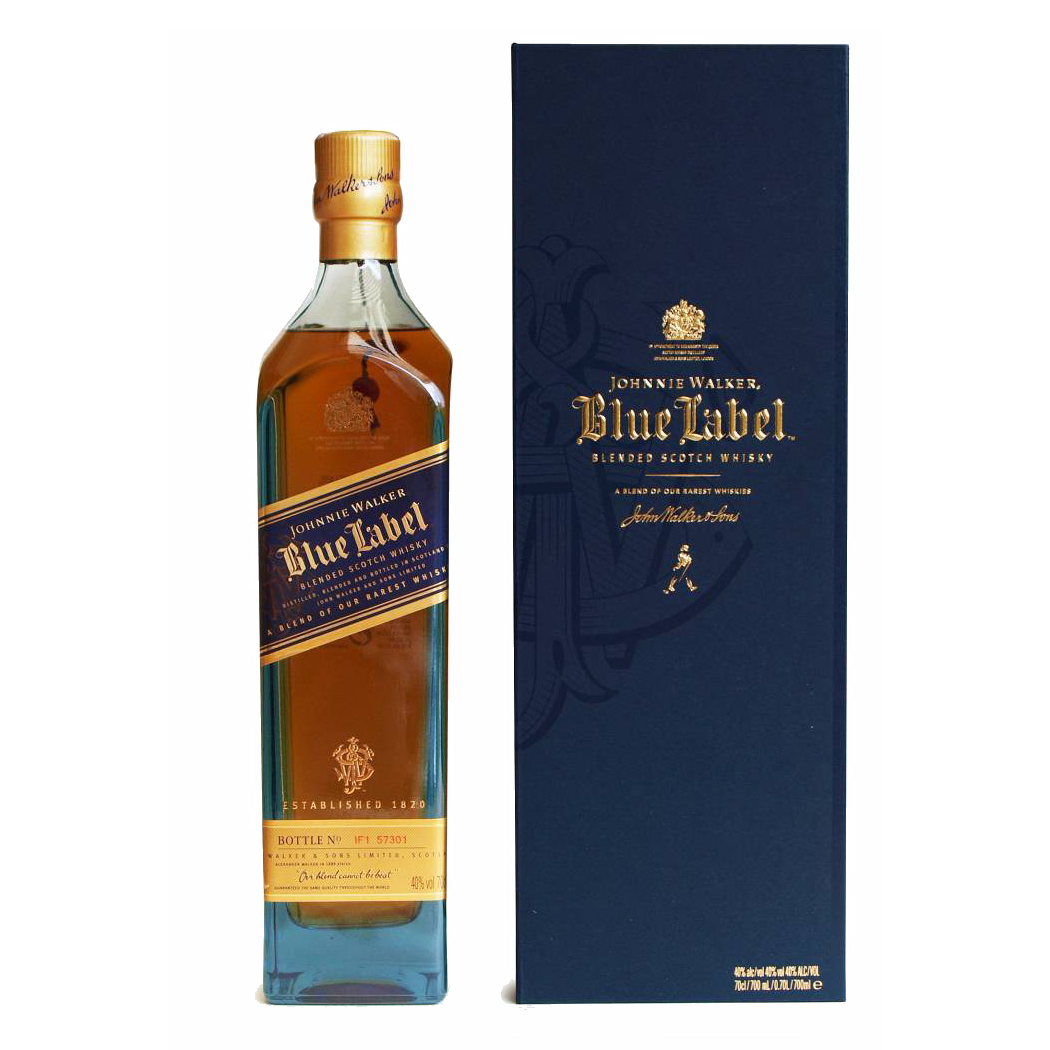 JOHNNIE WALKER Blue Label 0.7L blended scotch whisky with box